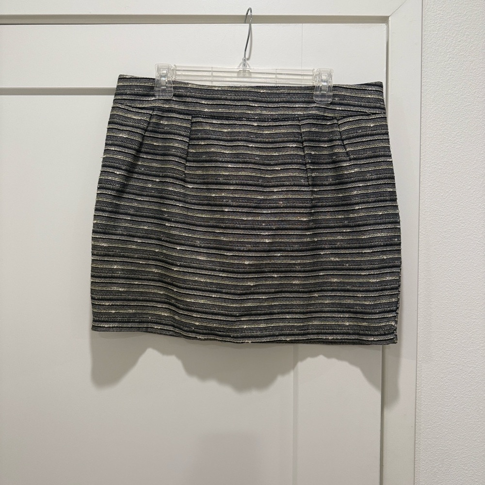 Striped Black, Gray, Lime Green Women's Skirt